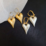 Qfdian  Textured Heart Hoop Earrings Geometry Love Pendant Metal Filigree Earrings Round Ball Women Accessories Hearts Earringdrop Women