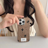 Qfdian Winter ins points bowknot cloth phone case for iphone 15pro 14 13 15 16 pro max 14promax 16ProMax 13pro 2 colors cover shell