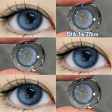 Qfdian  1 Pair Halloween Contact Lenses Beauty Eye Color Lenses Cosplay Pupils Myopia Lens with Prescription Natural Blue Lens