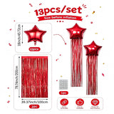 Qfdian  13Pcs Tassel Star-Shaped Balloon Set, Includes 18inch Star-Shaped Balloons with Rain Curtain Tassels, Suitable for Halloween, Christmas, Birthday Parties, 2027 New Year Decorations, K-Pop Music Themed Party Decoration