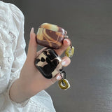 Qfdian  Irregular smudged plaque with flower pendant, suitable for AirPods4 protective case Apple 1/3 wireless bluetooth headset