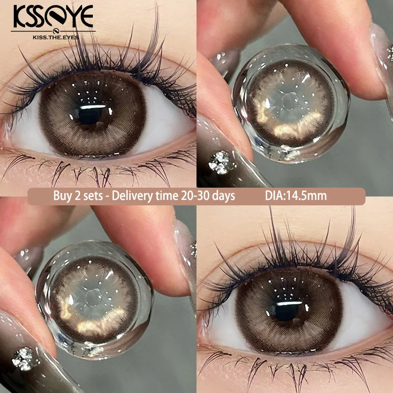 Qfdian 2PCS Brown Black Colored Contact Lenses Myopia degree -0.00 to -8.00 High Quality Beauty Pupil Makeup Lens Fast Shipping