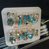 Qfdian  10pcs High Quality Handmade Press on Nails BLingBLing Blue Eyes Diamond of Duck Egg Korean Nail Art Accessories