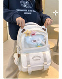 Qfdian High-capacity Casual Contrast Color Backpacks Y2k Aesthetic Transparent Schoolbags Streetwear Students Patchwork Backpack Women