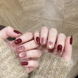 Qfdian  10pcs Colorful Star Wave Points Cat's Eye Press on Nails Cute Cat Manicure Wearable Nail for Women and Girls False Nail