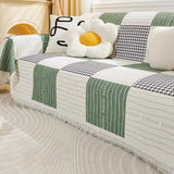 Qfdian  New Grid Sofa Cover Blanket Universal  Fast Non Slip Cover Cloth Towel  Small Fresh Style Oversized Sofa Towel Delicate Touch