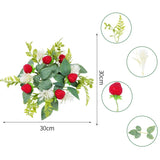 Qfdian  1pcs Candlestick Wreath Artificial Fruit Flower Garland Candle Holder Table Decoration Candle Wedding Party New Year Decor