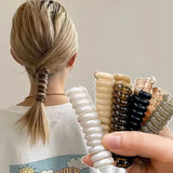 Qfdian 5Pcs Women Ponytail Elastic Hair Bands Telephone Wire Hair Ties Scrunchies Random Color Rubber Headband Girls Hair Accessories