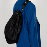 Qfdian  New Women Y2k Aesthetic Simple Shoulder Bag Nylon All Match Solid Handbags Trendy Vintage Drawstring Crossbody Bags Trendy