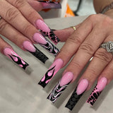 Qfdian 24Pcs Pure White French Press on Nails Long Square Head False Nails with Pearl Pink Bow Design Ballet Wearable Fake Nails