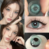 Qfdian Colored Contact Lenses for eyes Degree Myopia Yearly Use Beauty Pupils Blue Green colorcon natural contact lens 0-800