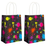 Qfdian  12 Pieces Gift Bags with Handle, Paper Treat Candy Bag Glow in The Dark Favor Bags For Glow Theme Party Decoration Supplies