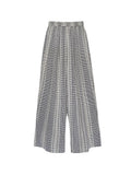 Qfdian  Embroidered Plaid Wide Leg Pants Women's Loose Elastic Waist Casual Trousers Korean Fashion Casual Pocket Straight Pants