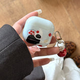 Qfdian Korean Cartoon Cute Black Cat Pattern Soft Case for AirPods Pro 2 Cover Cute 3D Apple Pendant Protection Cover for AirPods 2 3 4