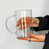 Qfdian  1000ML Glass Cup Large Capacity Drinkware with Handle High Temperature Resistance Water Cup Glass Juice Milk Bottle Kitchenware
