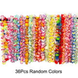 Qfdian  24/36pcs Hawaiian Leis Bulk Luau Party Colorful Tropical Flower Necklace Leis Summer Beach Hula Dance Party Decorations Supplies