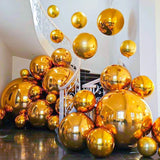Qfdian  32inch Silver Gold 4D Balloons Foil Helium Huge Balloon Birthday Party Wedding Halloween Christmas Valentines Baby Shower Decor