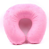 Qfdian Flocking Plush Fabric Cover Inflatable Pillow Outdoor Travel Cushion U-Shaped Pillow Neck Pillow Travel Accessories Nap Pillow