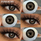 Qfdian  1 Pair Natural Color Contact Lenses for Eyes Brown Lenses Colorcon Korean Lens Yearly Beautiful Grey Eyes Big Black Len