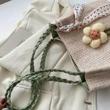Qfdian Woven grass woven bag for women, large capacity fashionable new flower shoulder bag, casual shoulder bag, summer tote bag