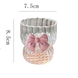 Qfdian Clear Glass Coffee Mug Bow Decoration Water Cup Delicate Striped Glass Breakfast Milk Oatmeal Mug Afternoon Tea Flower Tea Cup