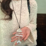 Qfdian  Punk Metal Fish Pendant Adjustable Black Leather Rope Chain Necklace For Men Women Couple Fashion Charm Accessory Accessories