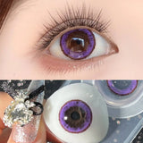 Qfdian  2pcs Cosplay Colored Contact Lenses Blue Purple Doll Eyes for Anime Halloween Makeup Soft Contact Lenswith Prescription
