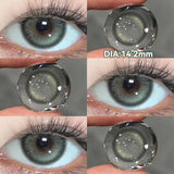 Qfdian  2PCS New Gray Prescription Contact Lenses Fashion Pupils Cosmetics Eye Color Lenses Myopia Colored Contact Lenses Brown