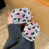 Qfdian Korea Lovely Cartoon Black Cat INS Pendant Soft Silicone Earphone Case For Apple AirPods 1 2 3 4 Pro 2 3nd TPU Protective Cover