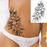 Qfdian  Realistic Sexy Peony Tattoos Temporary Women Adult Flower Arm Tattoos Sticker Waterproof Fake Floral Bloosom Body Leg Art Tatoos