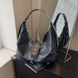 Qfdian Luxury Design Elegant Casual Women's Handbags Y2k Aesthetic Office Lady Underarm Bag Vintage Grunge All Match Ins Shoulder Bags