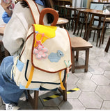 Qfdian 2025 new women Patchwork Contrast Color schoolbags High-capacity student travel bags fashion Y2k Aesthetic All Match Backpacks
