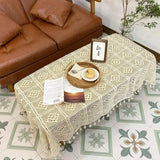 Qfdian  1pc Lace Openwork Tablecloth Retro European Style Lace Crochet Embroidery Coffee Tea Table Cloth Wedding Party Garden Home Decor