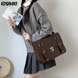 Qfdian Y2k Aesthetic Preppy Women Shoulder Bag Vintage Jk Girls Students Trendy Backpacks Casual All Match Fashion Handbags Crossbody