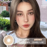 Qfdian  1pair Colorcon Contact Lenses Green Color Lens Natural Brown Eye Contacts Gray Pupils Beautiful Cosmetic Yearly Lenses