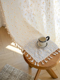 Qfdian Floral Farmhouse Curtains Semi-Blackout Living Room Drapes Cotton Bohemian Window Curtain with Tassel, Rod Pocket, 1 Panel