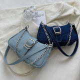Qfdian Small Design Jeans Bag Women's New Cross-Shoulder Bag Shoulder Canvas Bag Crossbody Bags for Women CHAINS Сумка Женская