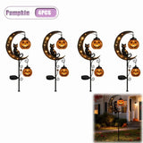 Qfdian  1-4PCS Solar Halloween Garden Light Skeleton Ghost Dancing Pumpkin Moon Glow Stake for Lawn Pathway Porch Decor