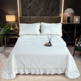 Qfdian 3/5Pcs Luxury European Knitted Cotton Embossing Quilted Bedspread, Bed Cover, Mattress Topper Coverlet, Bed Sheet, Pillowcases
