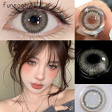 Qfdian  1 Pair Big Eyes Colored Contact Lenses Natural Brown Eyes Lens Gray Pupils Eyes Makeup Korean Style Contact Yearly Use