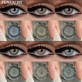 Qfdian  2pcs Colored Contact Lenses for Eyes Blue Pupils Lens Natural Brown Softlens Beautiful Cosmetic Gray Green Eye Contacts