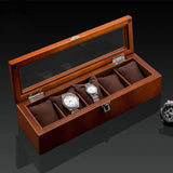 Qfdian  Wood Watch Organizer Box Men Luxury Jewelry Watch Storage Showcase New Fashion Glass Window Box Portable Watch Display Holder