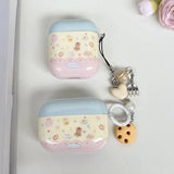 Qfdian cartoon cute cookie bear love heart pendant shockproof silicone protective case for apple airpods 1 2 3 4 pro 2 earphone cover