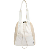 Qfdian Patchwork Contrast Color Nylon Preppy Backpack Women Students Y2k Casual Travel Schoolbags Japanese Drawstring Pleated Backpacks