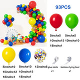 Qfdian  Carnival Circus Balloon Garland Kit Red Blue Yellow Rainbow Confetti Balloon Arch Star Foil Ballon Birthday Carnival Party Decor