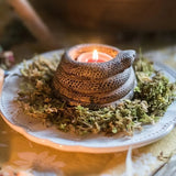 Qfdian  ‌Coil Snake Ornaments Candlestick Base Figurine Candle Cup Ware Creative Festival Gift Concrete Craftwork Home Garden Decor