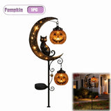Qfdian  1-4PCS Solar Halloween Garden Light Skeleton Ghost Dancing Pumpkin Moon Glow Stake for Lawn Pathway Porch Decor