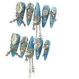 Qfdian 10Pcs High Quality Handmade Press on Nails Art Luxury Style Noble Temperament Nail Art Tassel Pendant