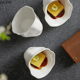 Qfdian  Flower Ceramic Bowl Heat-resistant Dessert Dish Sauce Sashimi Bowl Kitchen Dining Table Decoration Creative Styling Tableware