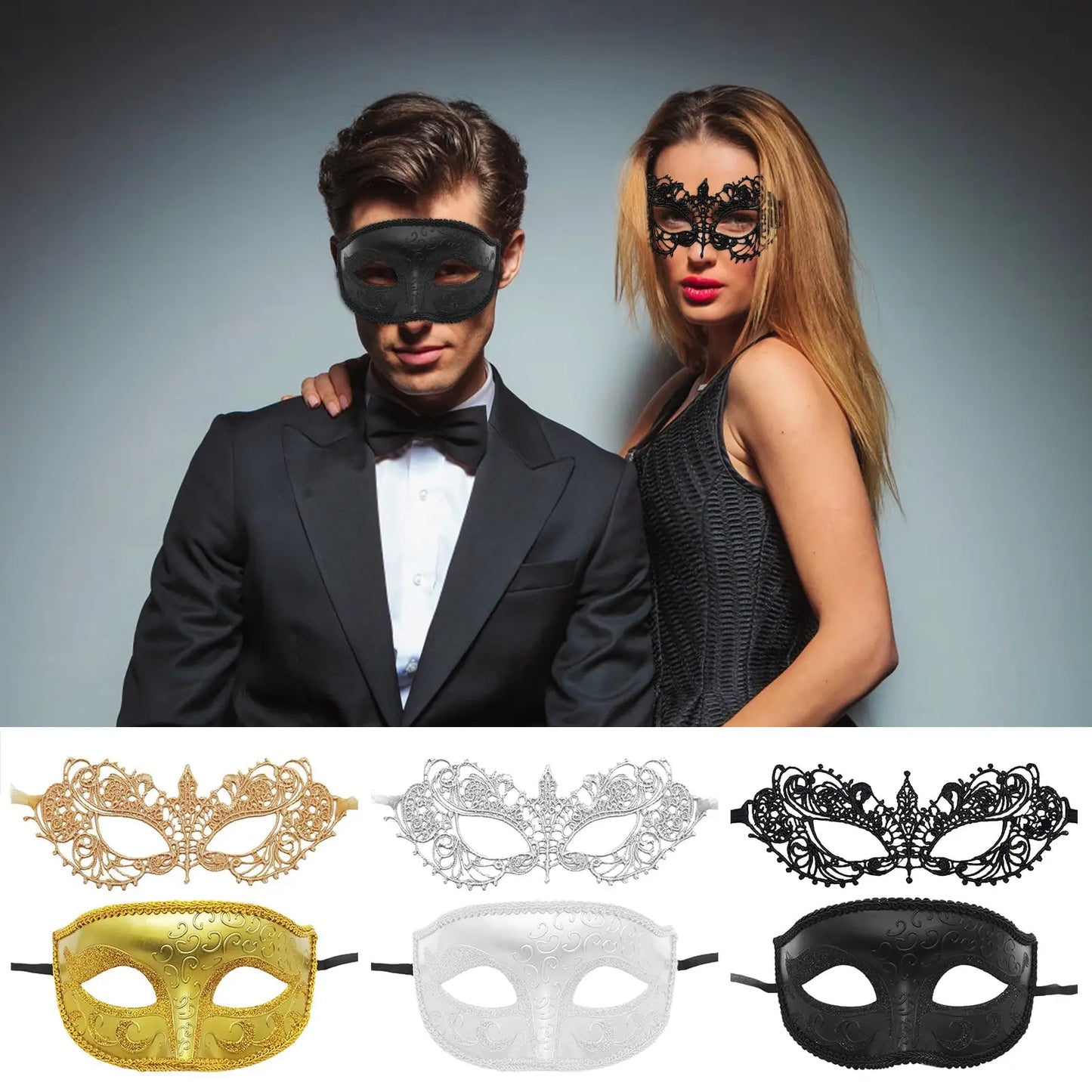 Masquerade Masks for Couple Venetian Woman Lace Men PP Cosplay Costume Carnival Prom Party Personality Headdress Masks